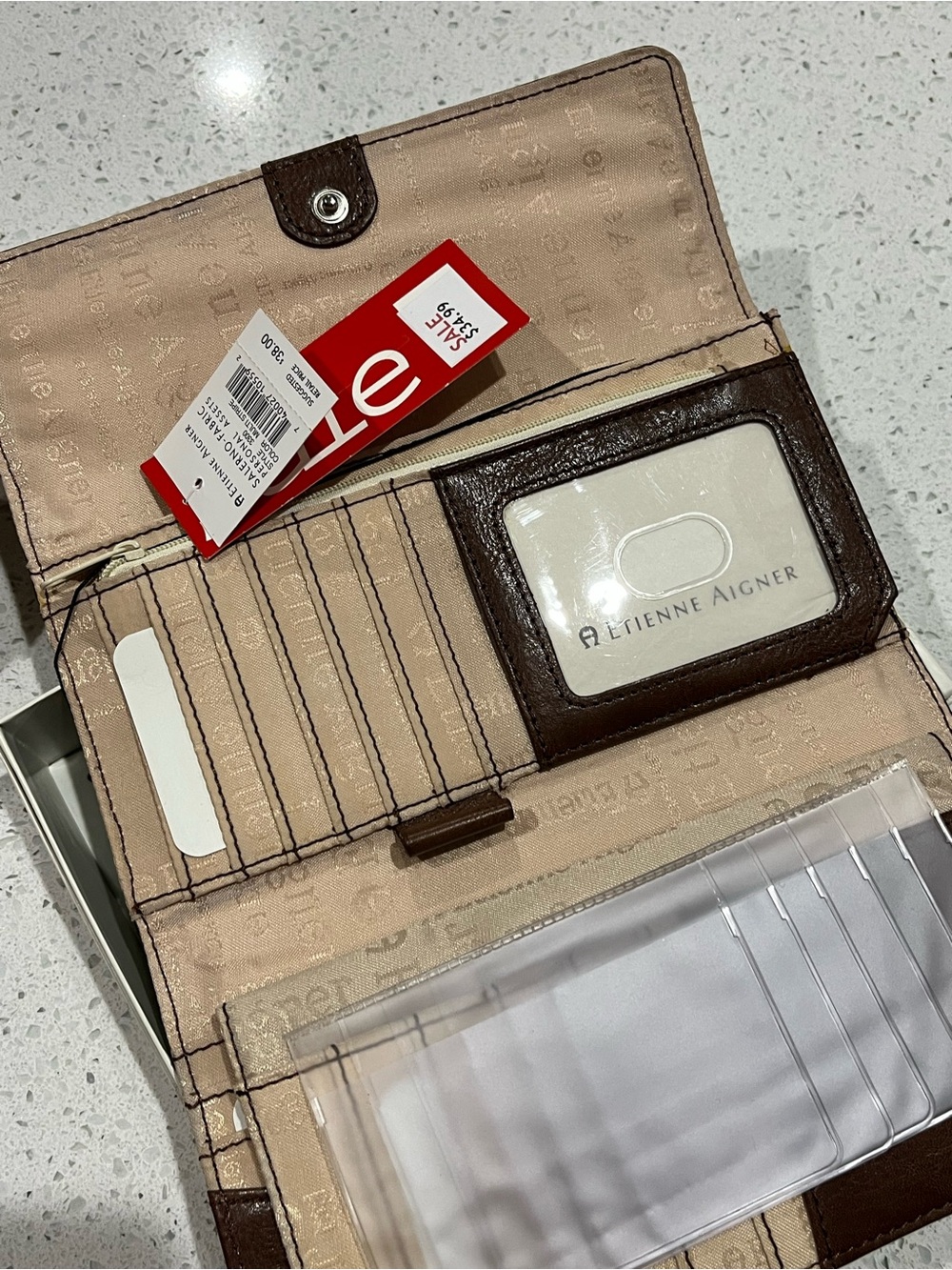 Etienne Aigner Awning Stripe Ladies Wallet With Zipper Pocket &Buckle Detail NEW - Picture 5 of 8